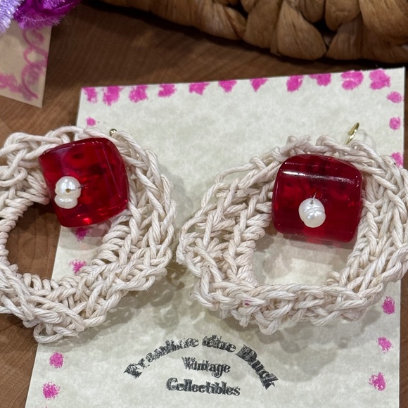 Hand crocheted boho earrings - Picture 4 of 9